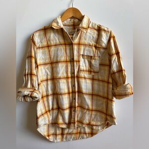 Women’s Mustard color Plaid Button-Down Shirt